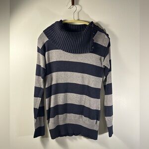 Banana Republic Striped Navy and Gray Sweater